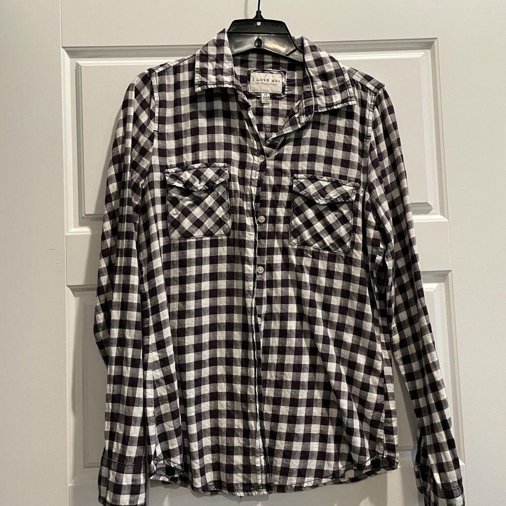Black and White Plaid Button Up